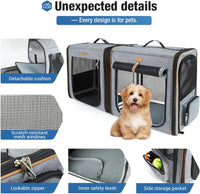 Lekereise Large Cat Carrier for 2 Cats - Grey / L-2 Cats Travel - image 4