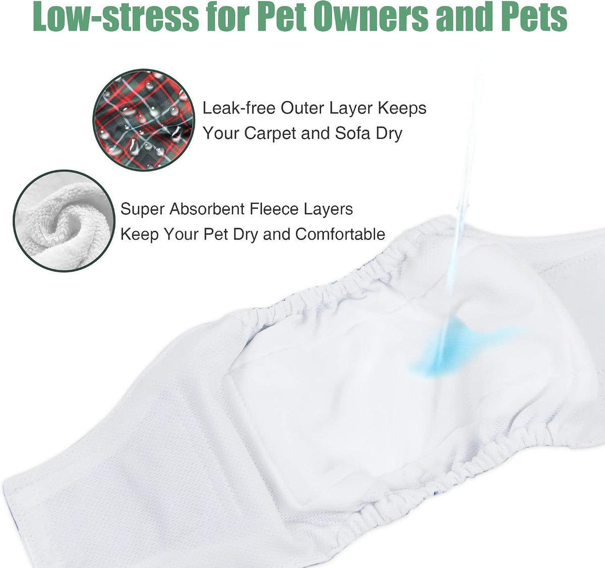 wegreeco Small Dog Diapers Male - Christmas Blue, Green, Red Plaid / Medium / 3 - image 3