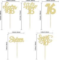 30pcs 16th Birthday Cupcake Toppers - 16th / Gold - image 2