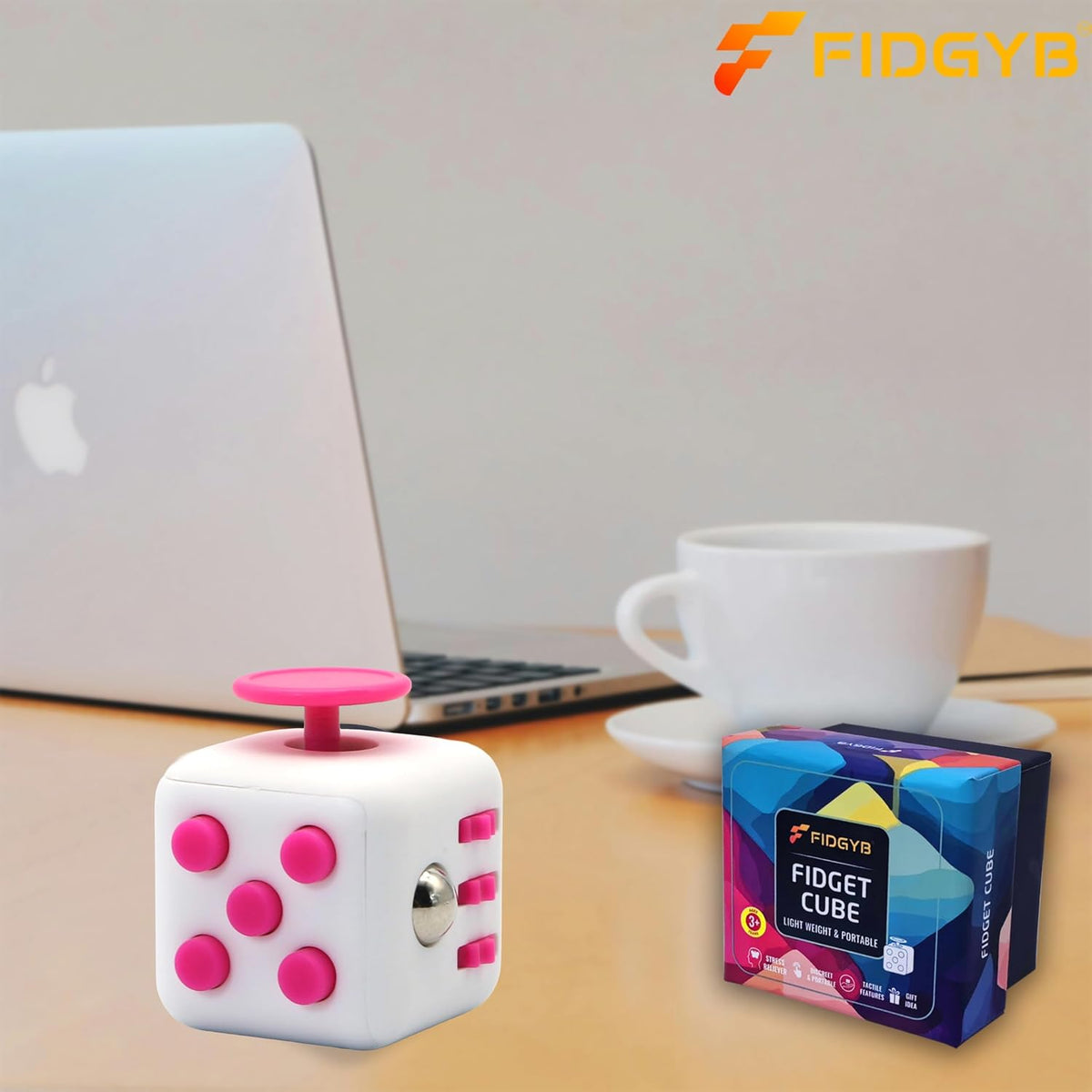 Cube Fidget Toy for Adults & Kids, Smooth - WhiPink - image 4