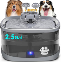 Kastty 2.5Gal/9.5L Dog Water Fountain Extra Large Pet Water Fountain - Grey