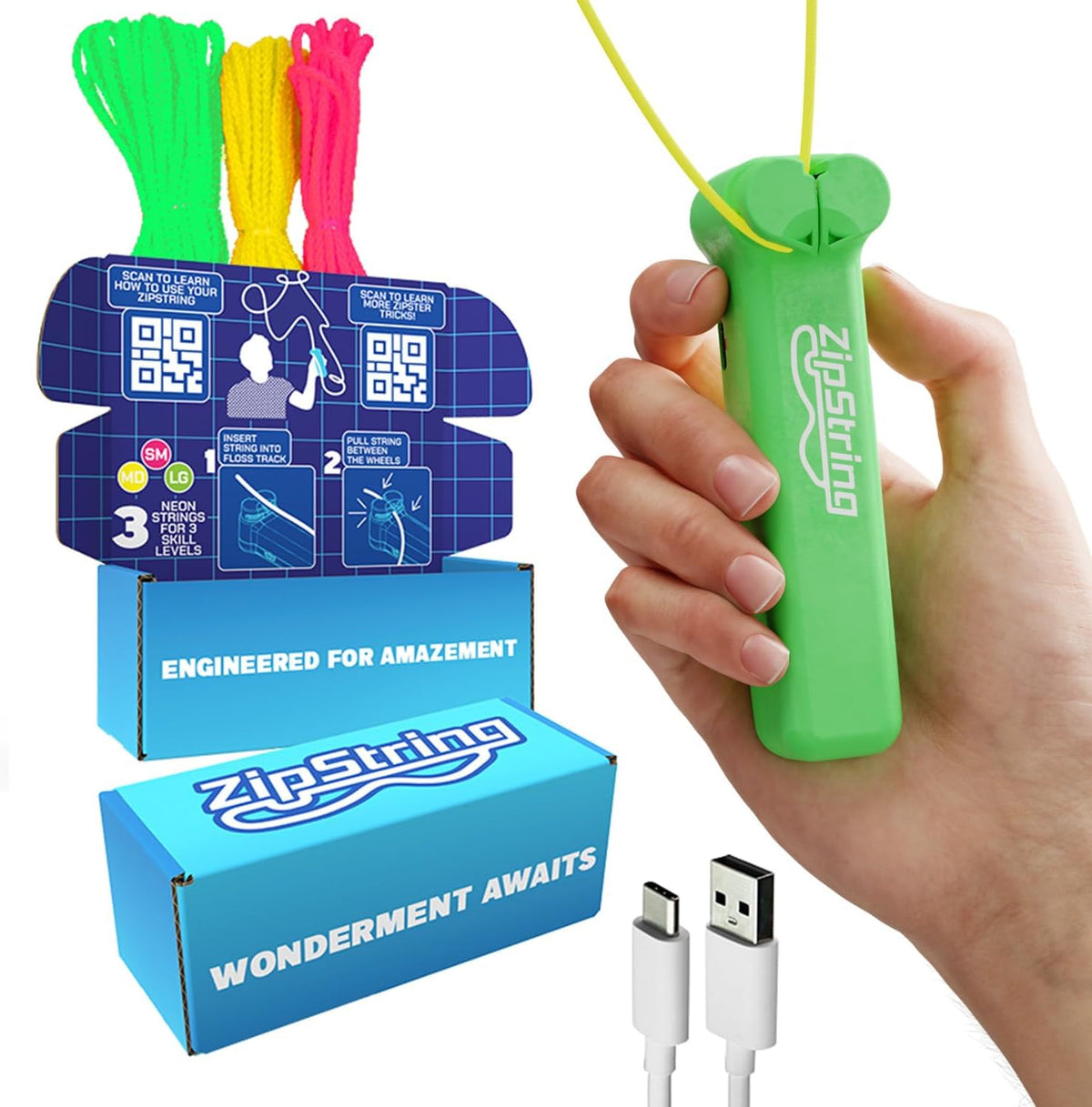 ZipString Original Rope Launcher Toy - Luscious Lime