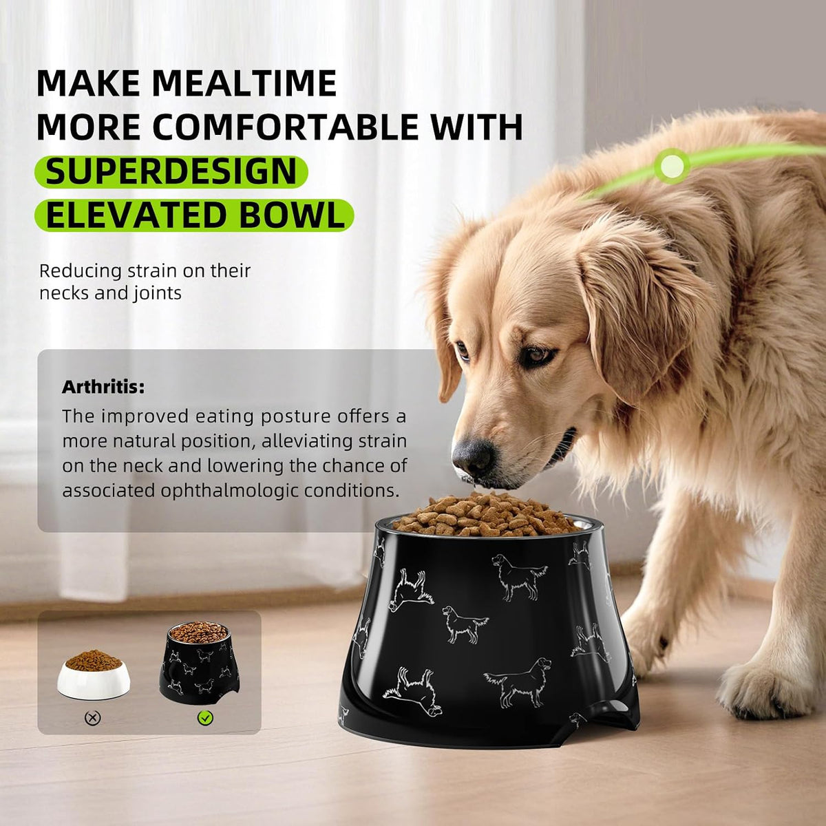 Elevated Dog Bowls with Stainless Steel Bowl - Black / M/2 Cups - image 2