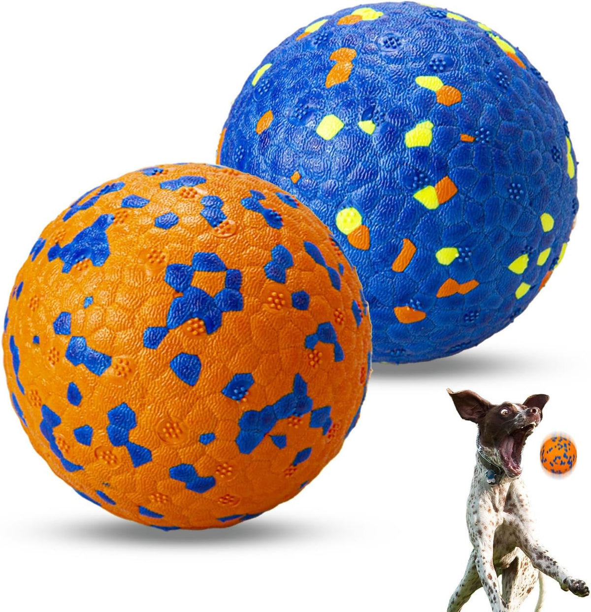 Dog Balls, Indestructible Dog Tennis Balls for Aggressive Chewers – Essentials for Dogs - Blue & Orange (2-Pack) / Medium (3" diameter)