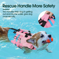 Kuoser Dog Life Jacket with Rescue Handle - Large (Chest Girth:22.8-29.5'') / Pink & Aqua Blue - image 2