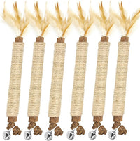 Tocirelo Kitten Chew Toys Teething - 6Pack Natural Silvervine Sticks for Cats, Matatabi Cat Feather Toy Chew Sticks, Cat Teeth Cleaning Treats for Indoor Bored Kitten
