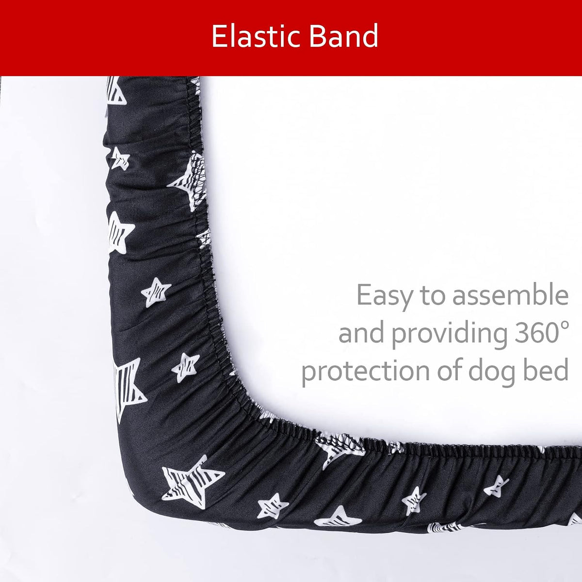 Waterproof Dog Bed Covers Replacement Lovely Grey Star Print - Black Star / 44 x 54 x 6 inch - image 2