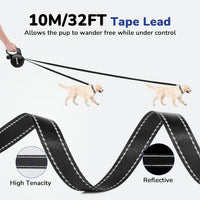 32ft Retractable Dog Leash with Reflective Strips - Black / 32ft | 110 lbs max - image 2