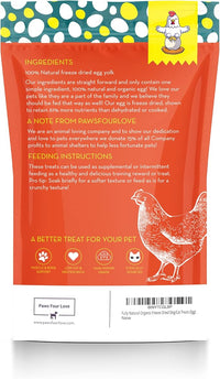 Organic Freeze Dried Dog & Cat Treats - Single Ingredient, Grain Free Food Toppers for Healthy Pets, No Fillers or Preservatives (1 Bag, Egg)