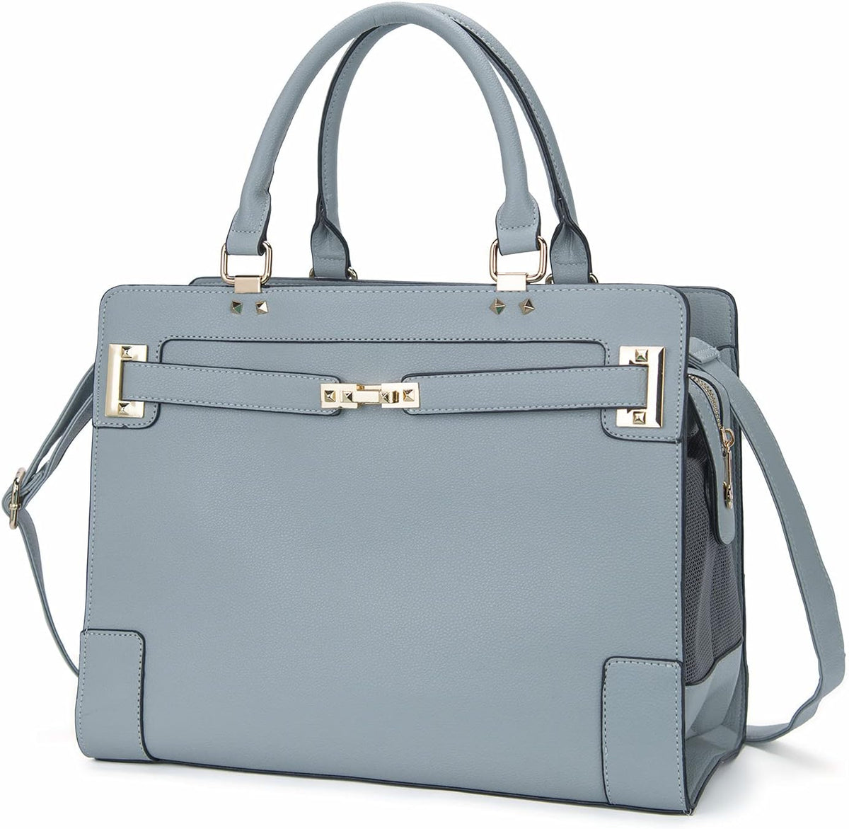 Fashion Pet Carrier Dog Cat Carrier Purse Soft-Sided Leather Handbag - Grey