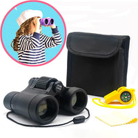 Kids Binoculars Ages 3-12 with Compass & Whistle – Fun for Kids & Family - Black