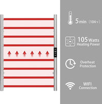 KEG Smart WiFi Towel Warmer Wall Mounted with Built-in Timer and Temperature Adjust Control, 8 Bars Electric Stainless Steel Heated Towel Racks for Bathroom Brushed Nickel