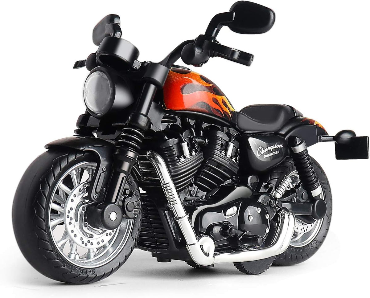 Toy Motorcycle, Pull Back Moto Bike Toy with Sound and Light – Fun for Kids & Family - Black