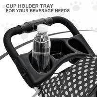 MoNiBloom 3 Wheels Pet Dog Cat Stroller for Small Medium Dogs Cats, Foldable Jogger Stroller w/Storage Basket and Cup Holder, Black Polka Dots