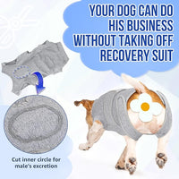 Lukovee Recovery Suit for Dogs, Zipper On Recovery Suit for Female Male Dog, Onesie Abdominal Wounds Cone E-Collar Alternative Prevent Licking Spay Recovery Suit (Large, Grey)