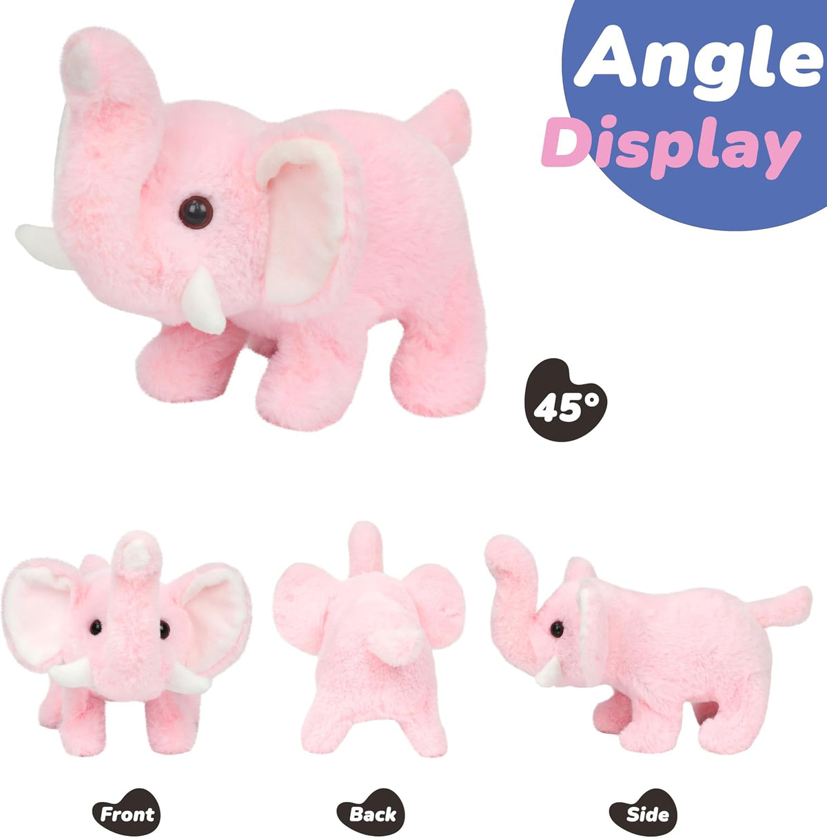 Hopearl Walking Gray Tabby Cat Interactive Electronic Pet Plush Kitty - Elephant-Pink - image 3