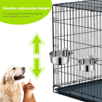 2 Pcs Stainless Steel Small Dog Crate Food Water Bowl - XS (19 & 12 OZ) / Silver - image 4