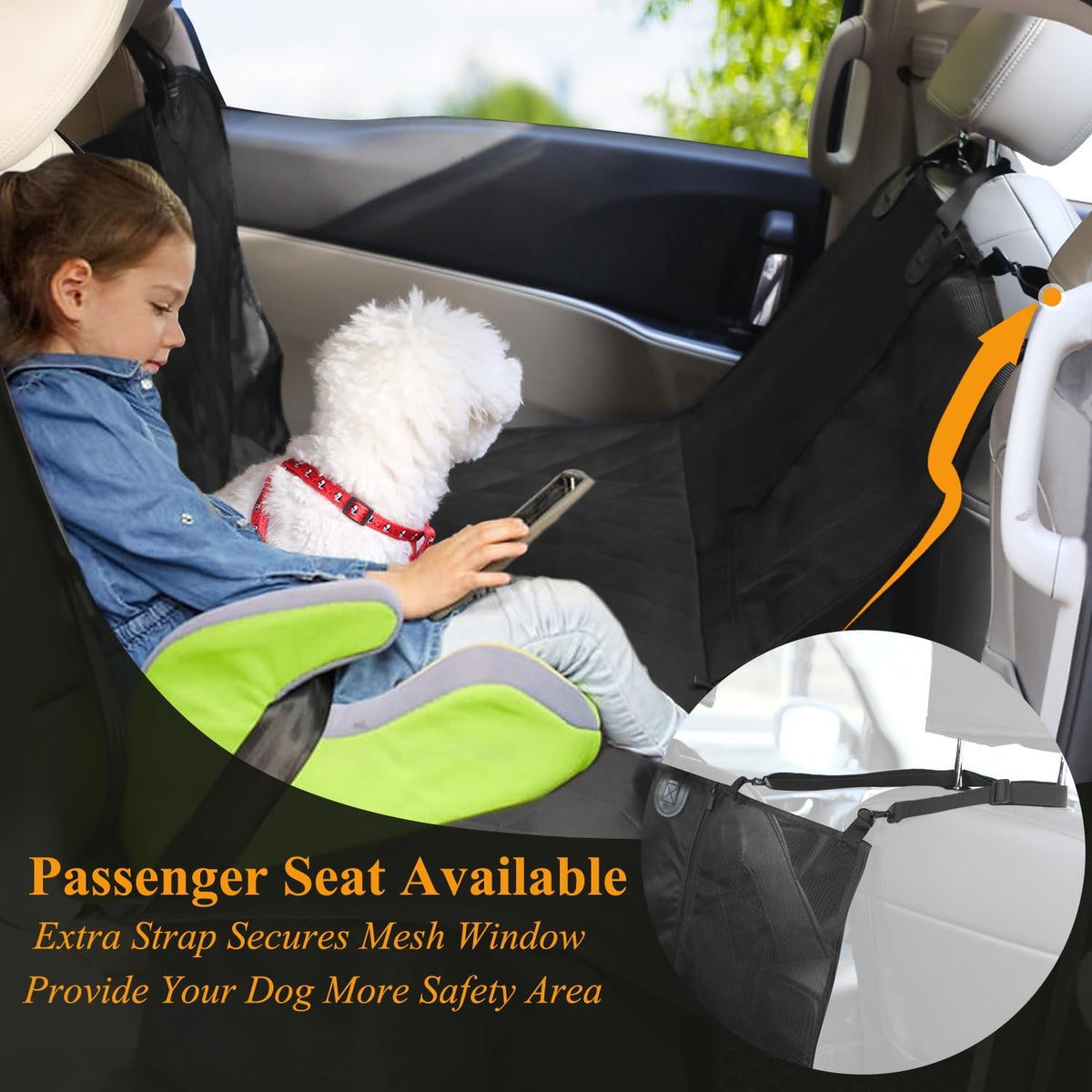VIVAGLORY Dog Seat Cover Dog Hammock, Standard - Large (width 56") / Black - image 3