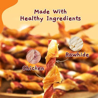 Jungle Calling Dog Treats, Natural Chicken Wrapped Rawhide Sticks, Grain-Free Training Rewards Chews for Small and Medium Puppy,10.6oz