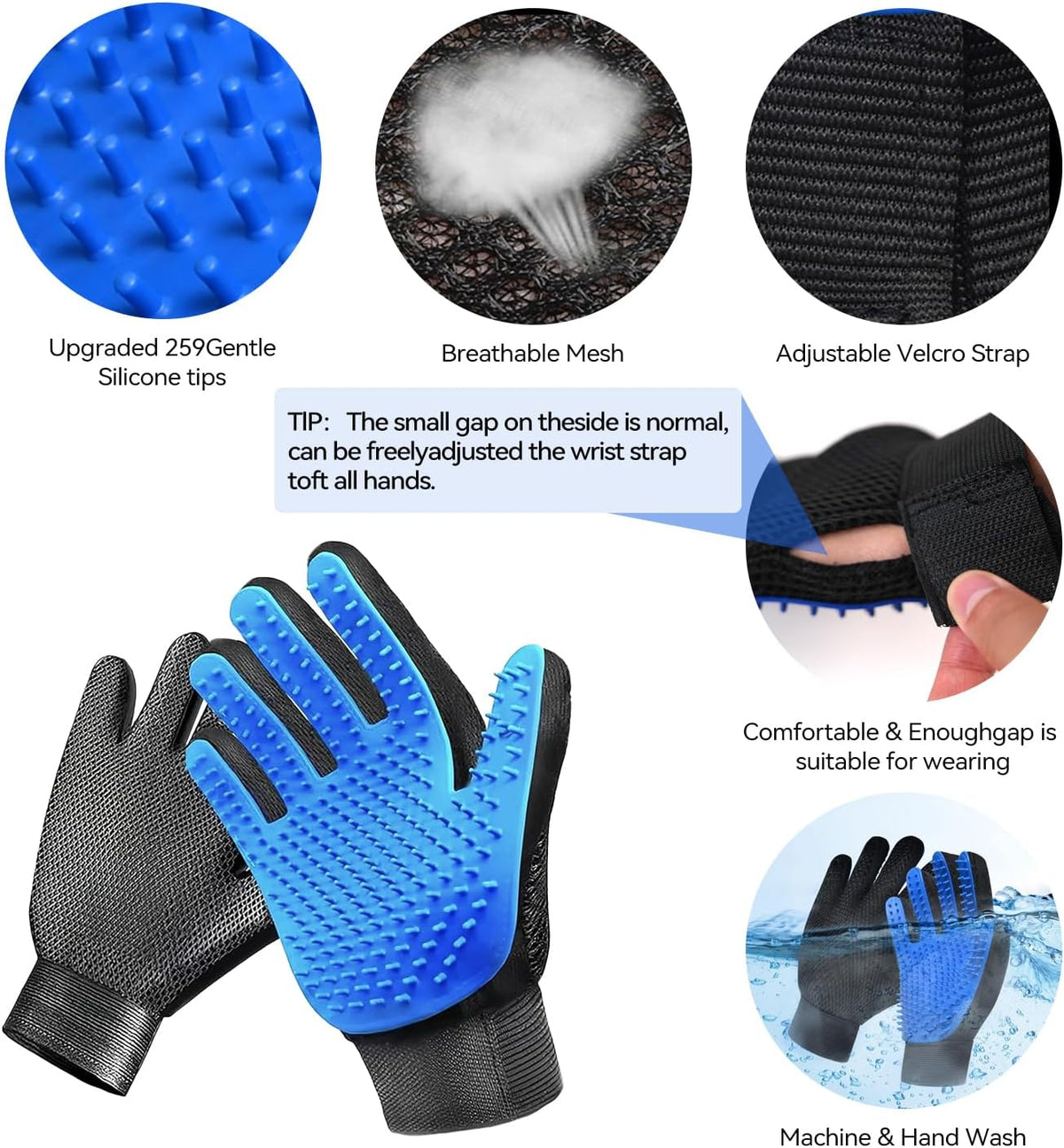 Dog & Cat Brush, Pet Grooming Kit 4PCS, Dog Brush for Shedding - 4PCS-Blue - image 3