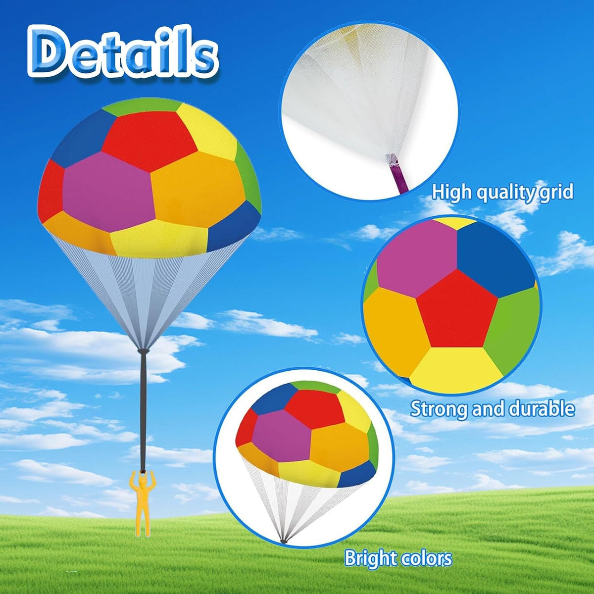 Utosday 10 pack parachute toys for kids with colorful canopies and paratrooper figures - view 4