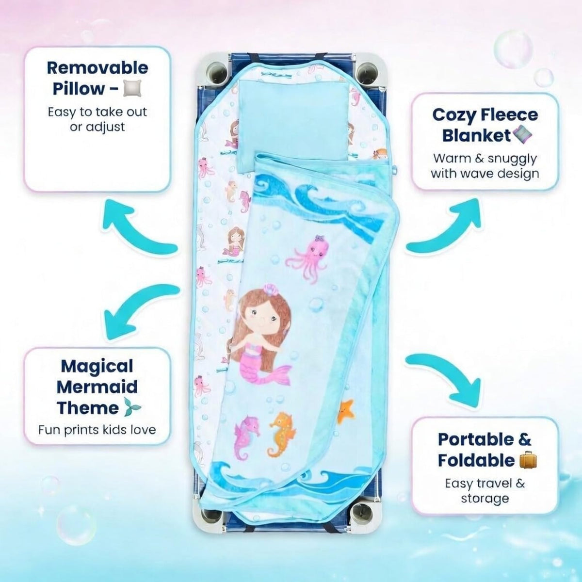 EVERYDAY KIDS Born to Dance Ballerina toddler nap mat with removable pillow and attached blanket - view 23