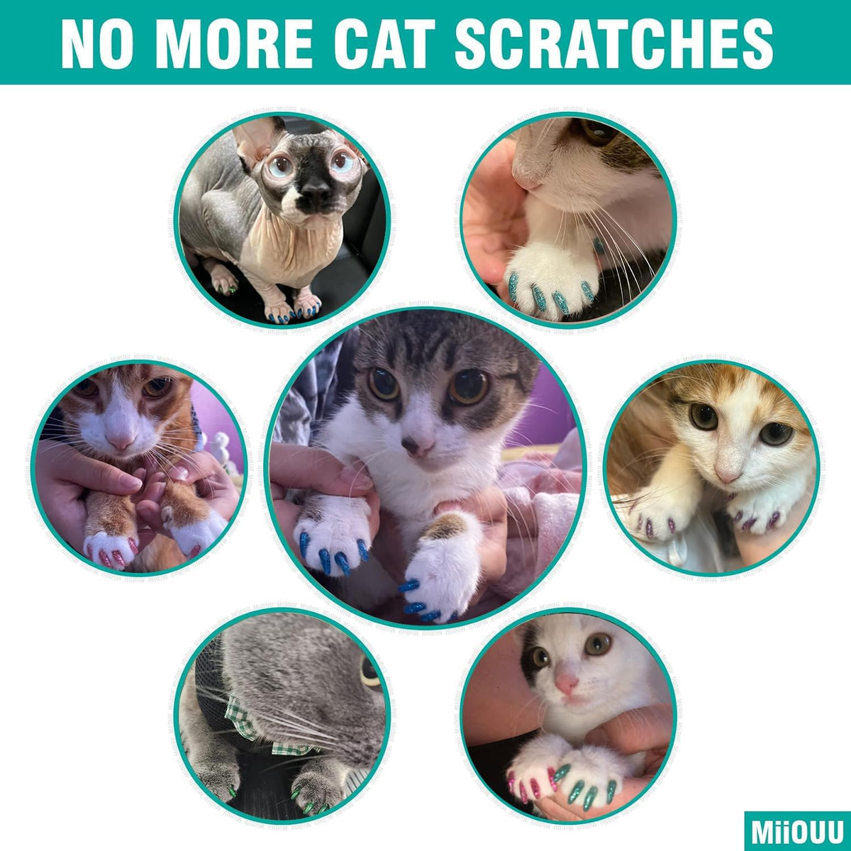 10x Colors / 100 pcs Cat Nail Caps - M - image 3
