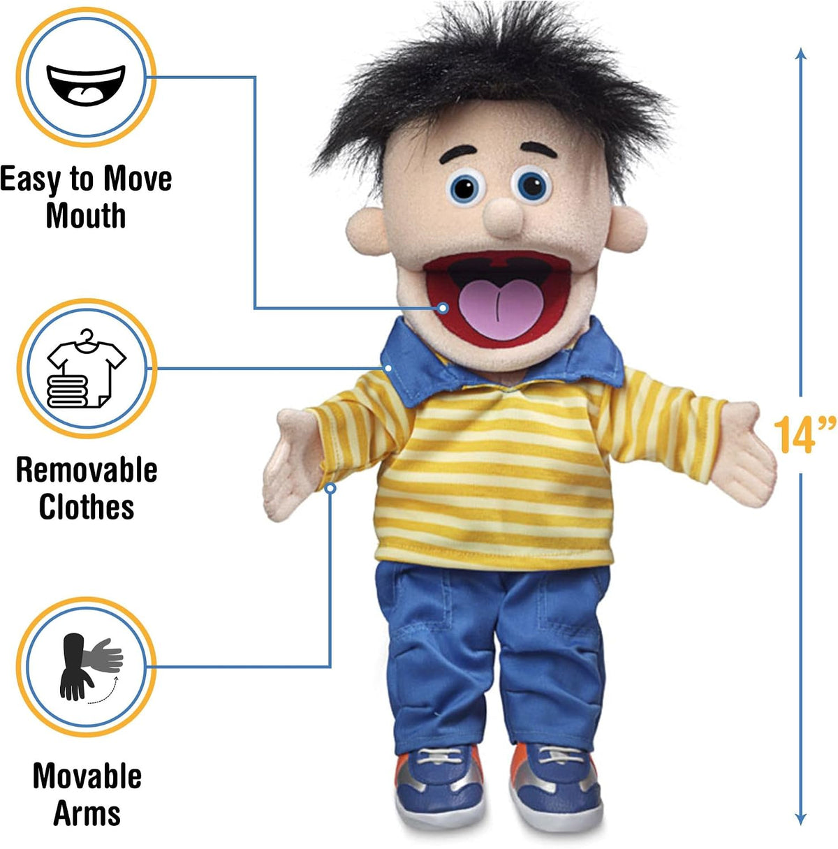 14" Bobby, Peach Boy, Hand Puppet – Fun for Kids & Family - image 3