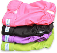 Teamoy Female Dog Diapers, Washable Doggie Period Diaper - L1 (Pack of 4) / Black+ Purple+ Green+ Rose Red (4pcs)