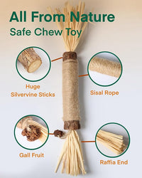 14.96 Inches Huge Silvervine Sticks Cat Toys, Large Natural Catnip Kittens Chew Toy for Teeth Cleaning,Big Catmint Blend Stick, Dental Kitty Chews for Indoor(2 Pack)