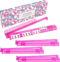 Premium Clear Mahjong Racks with Pushers - Pink