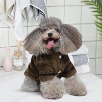 Pet Bathrobe Dog Pajama, Thickened Hooded - Coffee / Large - image 3