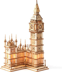 ROBOTIME Big Ben 3D wooden puzzle model with LED light