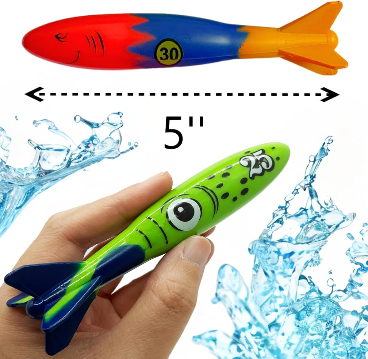 Haktoys Pool Diving Toy Set, Sinking Torpedoes for Kids & Adults - Multicolor Diving Bundle - image 3