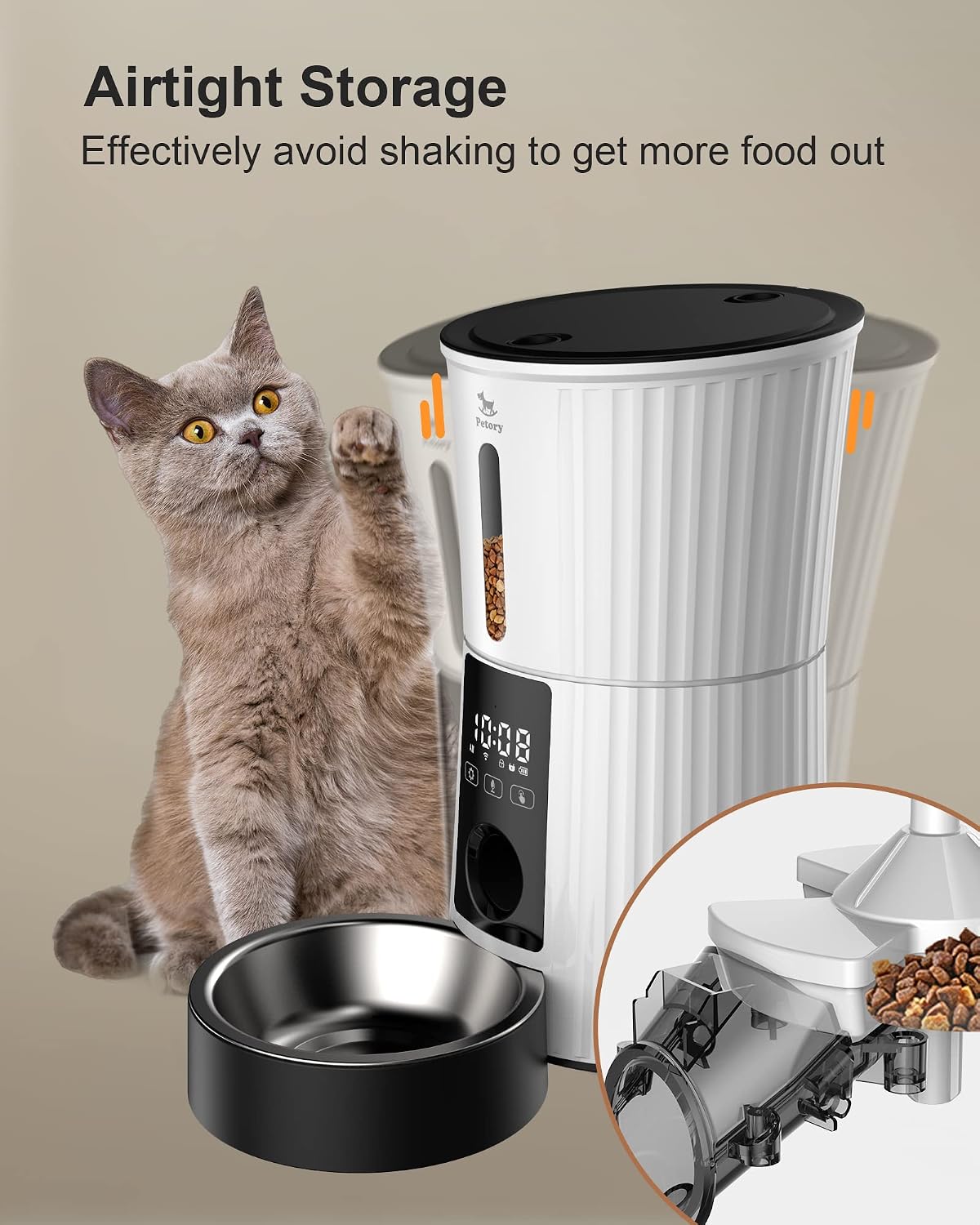 Timed Automatic Cat Feeder - White / WIFI - image 4