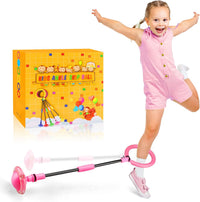 Ankle Skip Ball for Kids, Portable Foldable Flash Wheel Skip Ball Toy – Fun for Kids & Family - Pink