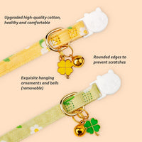 2 Pack Cotton Cat Collar Pink Strawberrie White Heart Cute Kitten - Green&Yellow - image 2