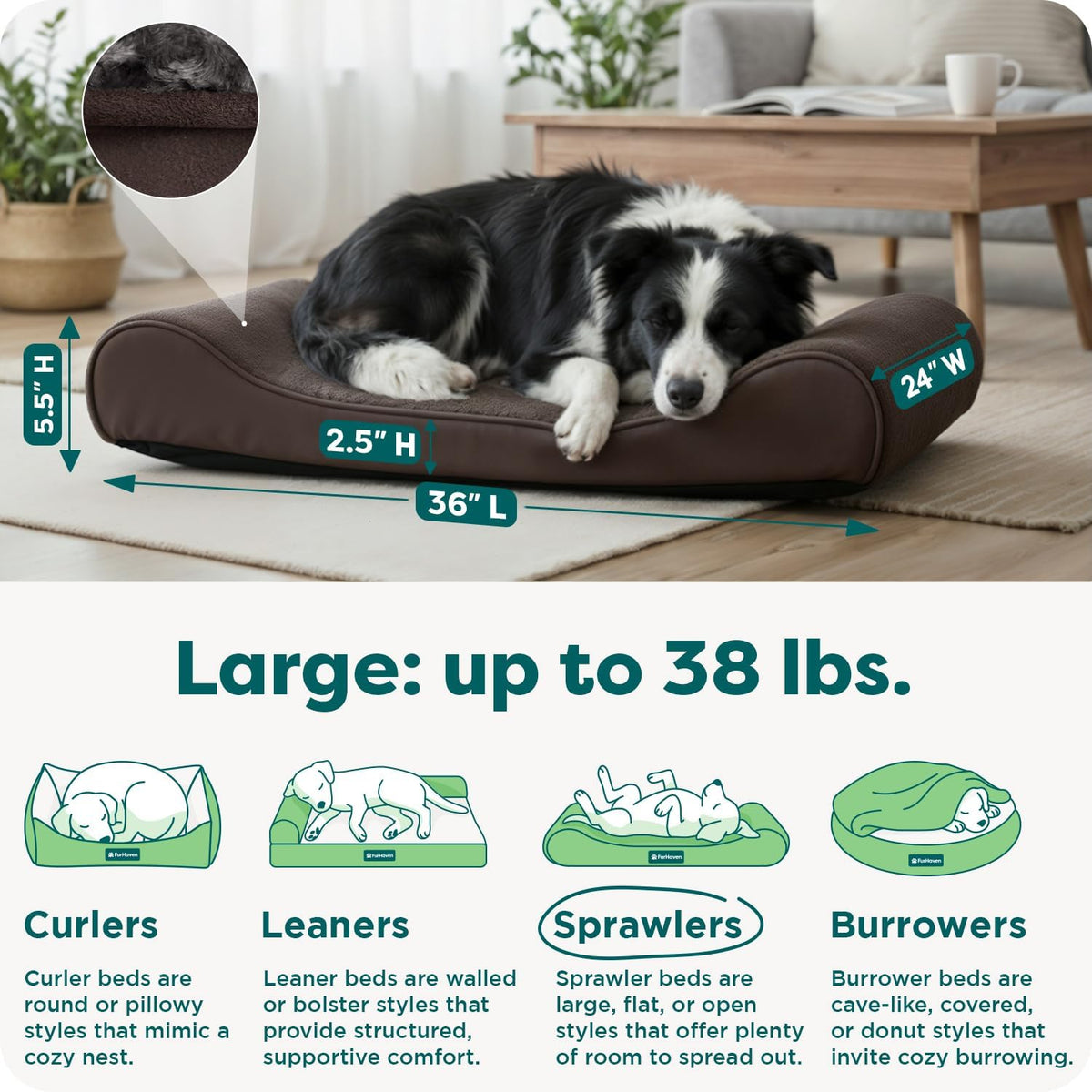 FurHaven Orthopedic Dog Bed for Large Dogs - Large / Chocolate - image 3
