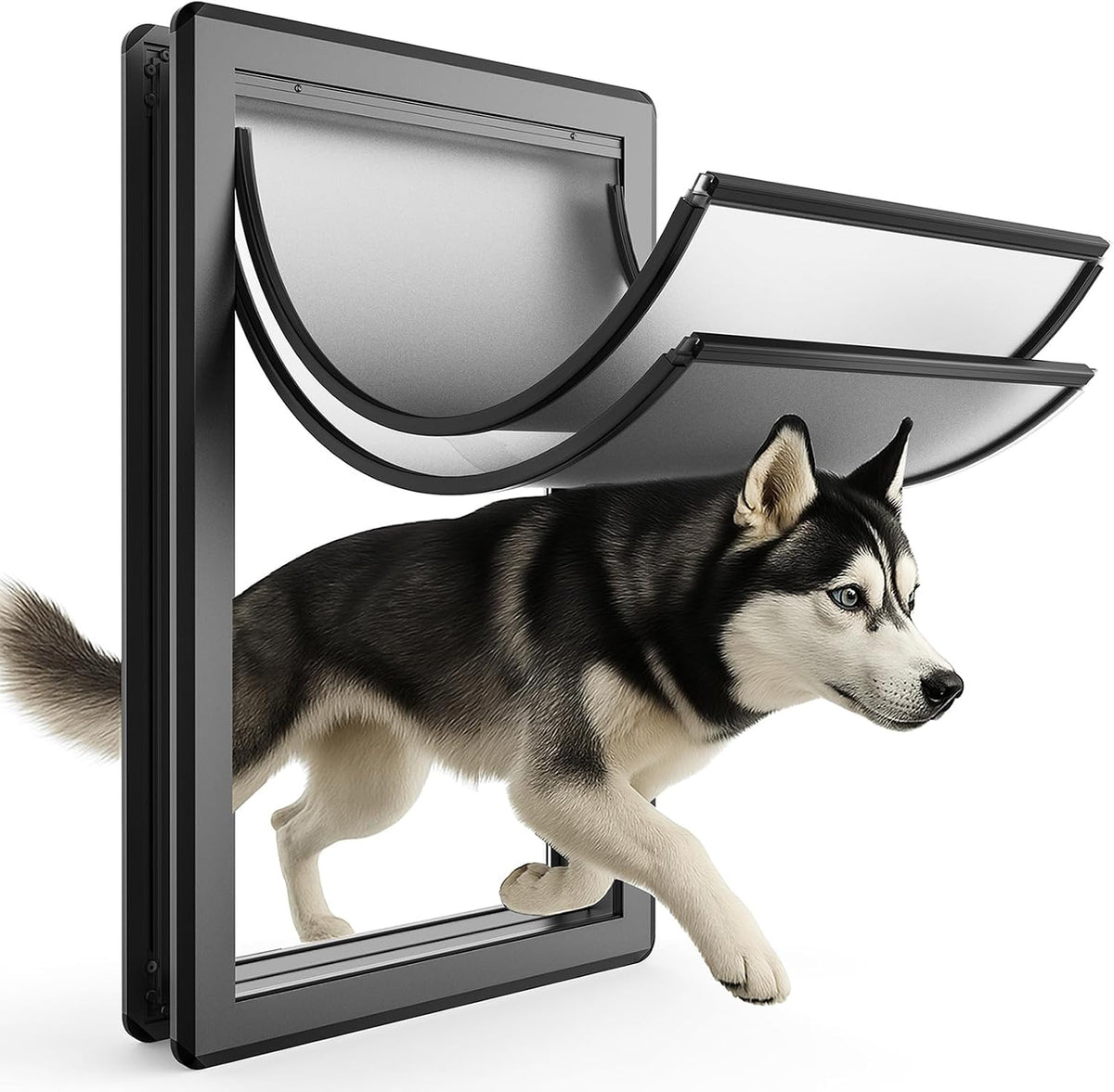[Parab House] Full Seal-Flaps XL Dog Door for Doors - Black / X-Large