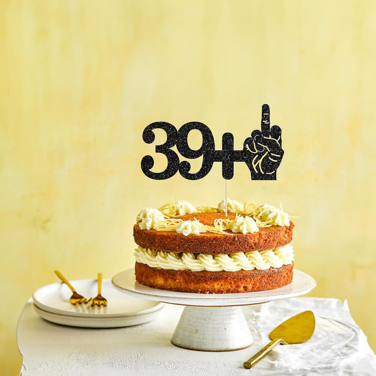 Ephlyn 1Pc 49+1 Black Glitter Cake Topper 50th Birthday Party Cake - 40th-1Pcs / Black - image 4