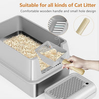 Stainless Steel Cat Litter Box with Lid, XL Extra Large Litter Box for Big Cats, Enclosed Removable Metal Litter Boxs with High Sided Enclosure & Scoop, Anti-Leakage, Non-Sticky, Easy Cleaning(Grey)