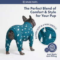 Spark Paws Dog Pajamas - Stretch Onesie Recovery Full Leg Surgery Suit PJS – Essentials for Dogs - Frosty Night / 4XL - image 2