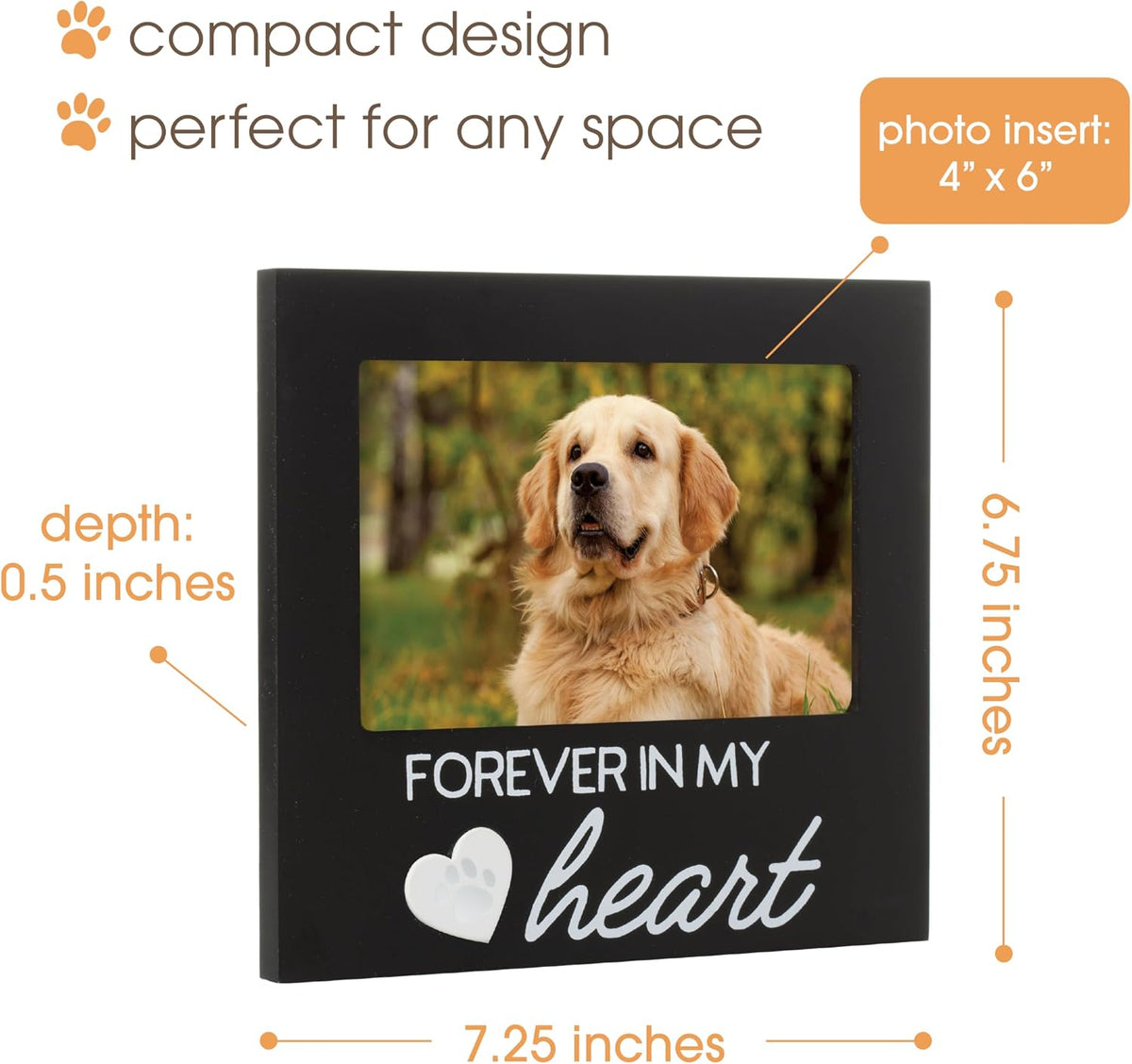 Pearhead Forever Loved Pet Keepsake Photo Frame - Black Forever In My Heart Frame - image 3