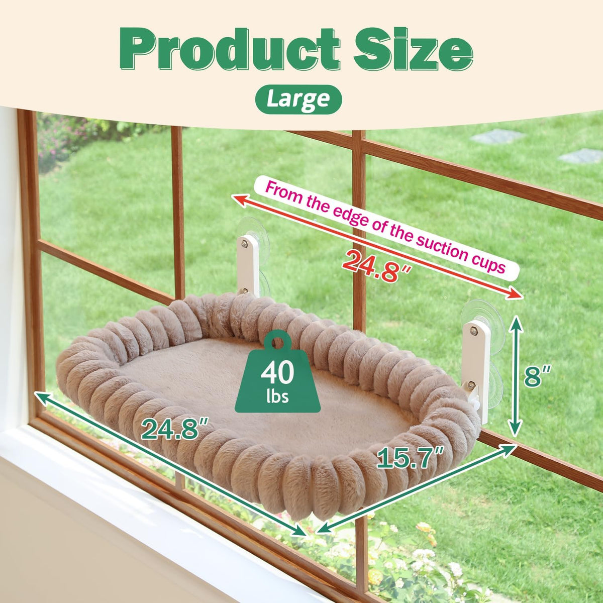 Zakkart SnugCloud Foldable Cat Window Perch – Essentials for Cats - Brown / Large (24.8"x15.7") - image 3