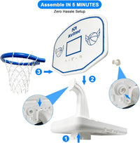 Pool Basketball Hoop, 34"x34"x42.2" Oversized Pool Toys with 2 Balls/Nets/Pump for Poolside Water - White - image 4