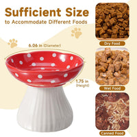 Mushroom Cat Bowl, Whisker Fatigue Cat Bowl, Cute Cat Bowls - Red+Black - image 2