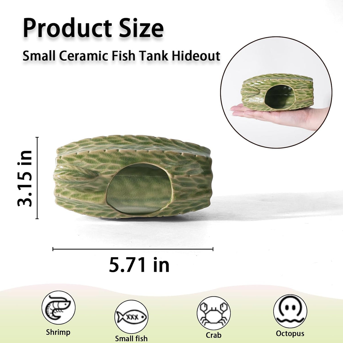 Pink Aquarium Decor Ceramic Cute Strawberry Betta Fish Tank Cave – Essentials for Fish - Tall Cactus-green / Cactus - image 2
