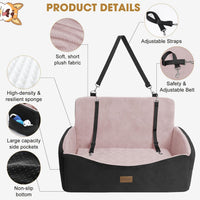 JOEJOY Dog Car Seats for Small Medium Dogs Under 35lbs - Black Pink / Large - image 4