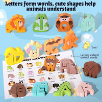 52 Pieces Matching Game, Wooden Alphabet Animal Puzzles for Toddlers, ABC Peg Puzzles for Kids Ages - image 4