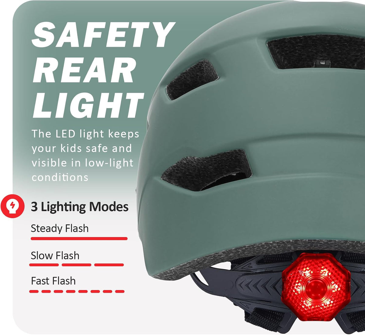 Kids Bike Helmet, Toddler Youth Helmet for Boys Girls, Ages 3-5 - Dark Green / 50cm-57cm/19.7''-22.4'' - image 4
